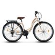 Licorne Bike Stella Premium City Bike 24,26 et 28 pouces – Vélo hollandais, Garçon [Beige, 28]-1