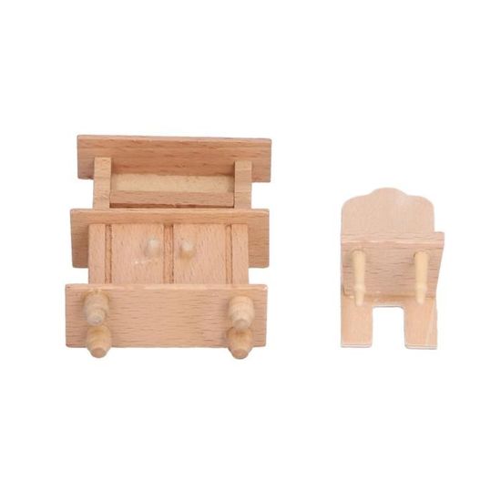 Mini Table à Manger En Bois Pour Maison De Poupée – 1:12, Design Moderne Et Simple, Idéale Pour Déco