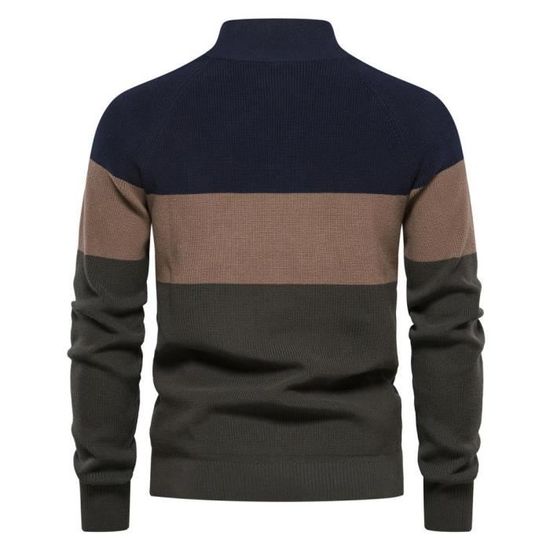 Gilet Homme Cardigan En Maille - Fermeture Zippée, Col Droit - Chaud Pour Automne/Hiver