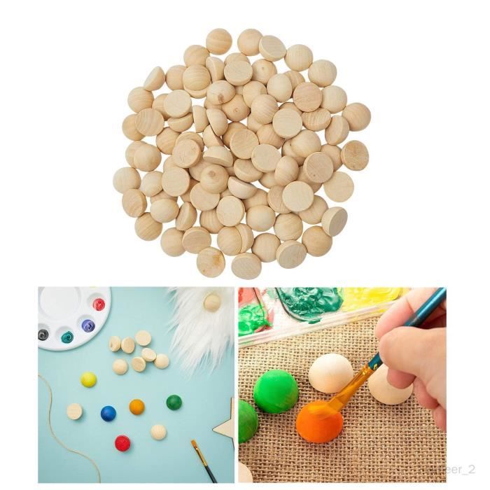 200 Pcs Demi Perles En Bois Naturel 20 Mm - Boules Fendues Pour DIY, Bijoux, Décoration Noël Et Projets Créatifs