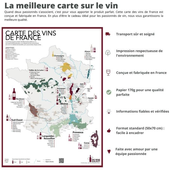 Carte des vins de France, idee cadeau homme, made in France – La Rue  Française