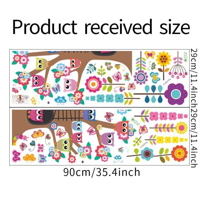 Ahlsen Stickers muraux BARRE DE MESURE ARBRE chambre enfant (39x133 cm) I autocollants décoratifs toise de