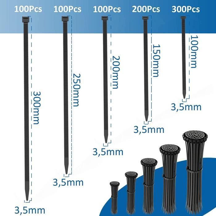 100 Liens de serrage nylon BLANC 3,6 x 140 mm - Liens de serrage - Ajile