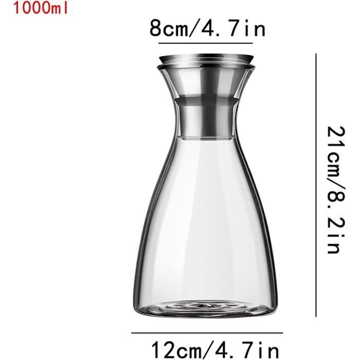 Pichet à Lait Hermétique En Verre 946ml Gris - Couvercle Bec Verseur Anti-Fuite
