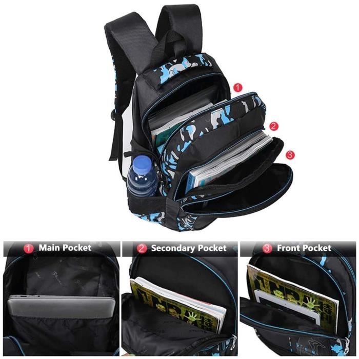 Sac a Dos Gar ons Cartable Scolaire Lyc en 3 en 1 Camouflage