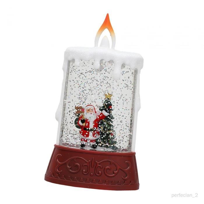 Bougies de Noël sans flamme (paquet de 2) Bougies LED vacillantes Bougies à  piles Lumière chaude Décorations de Noël avec Père Noël bonhomme de neige