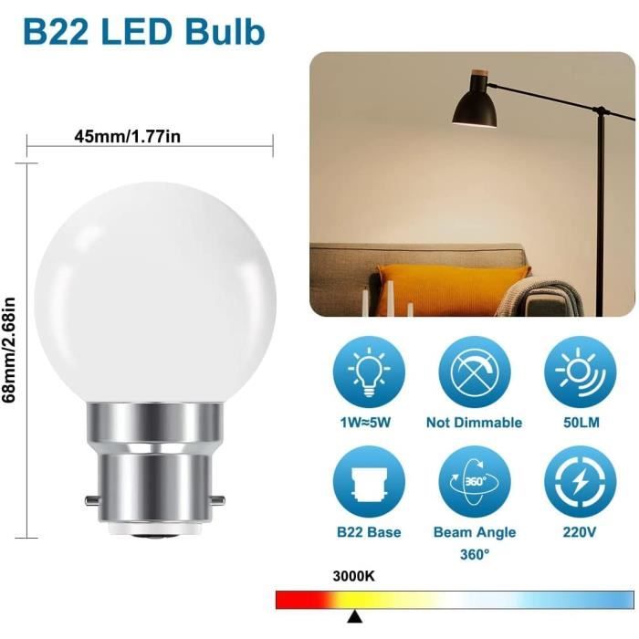 Ampoule LED B22 RGB 1W