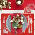 12pcs tapis de tasse napperon décoratif créatif de noël de tapis de table de noël de home party dîner de noël décoration (rouge)-2