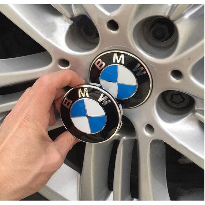  4 capsules autocollantes pour centre de roue BMW - 70 mm