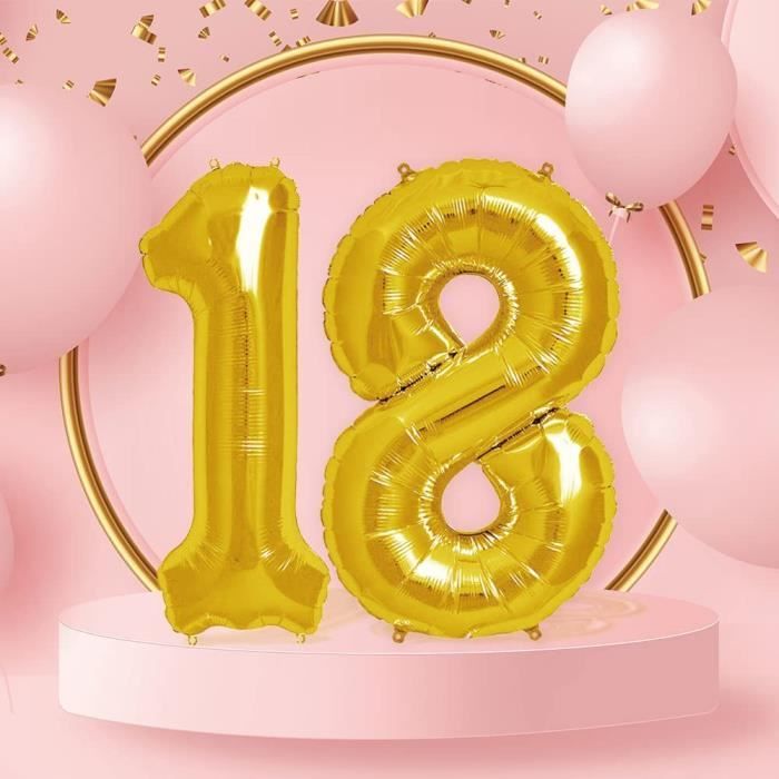 Bluelves Ballon Chiffre Anniversaire 18 Or 40, Ballon Géant Numéro 18,  Ballon d'anniversaire chiffres 18ans，Numéro de ballon 18 e anniversaire-101  CM