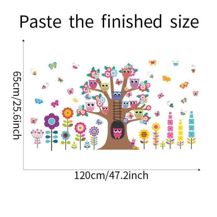 Stickers Muraux Enfants Wondever - Grand Arbre Forêt Avec Animaux (135cm) Pour Chambre Bébé