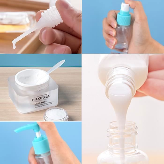 Kit De 6 Flacons De Voyage Transparents - Sécurité Aéroport - Set Vacances Complet