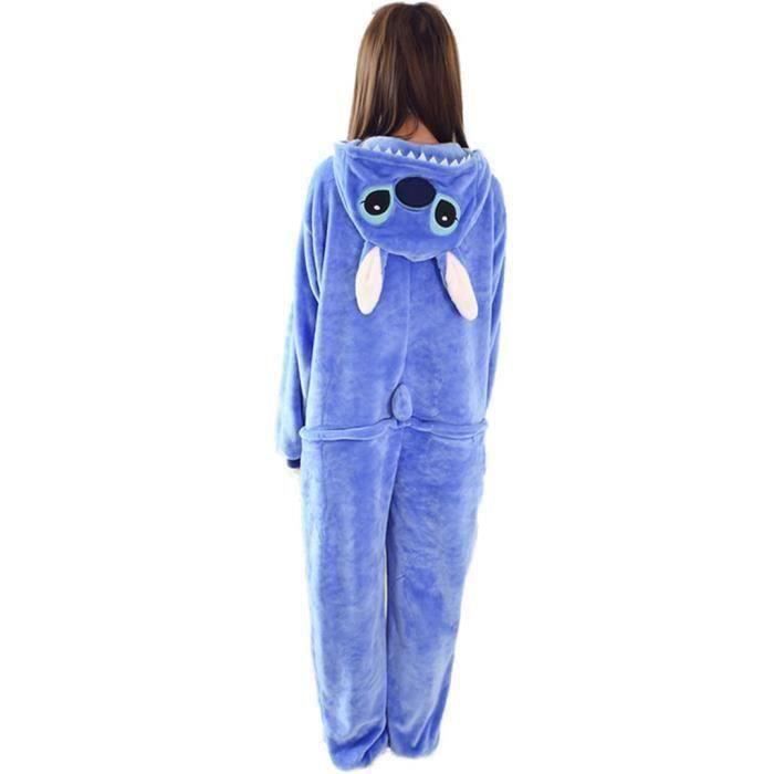 Unisexe Kigurumi Pyjama Adultes Flanelle Cosplay Costume Déguisement  d'Halloween Animaux Combinaison Onesies Hiver Stitch