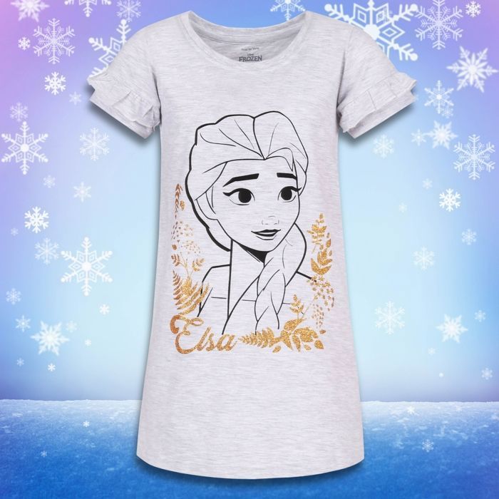 Disney La Reine des neiges chemise de nuit fille grise, paillettes