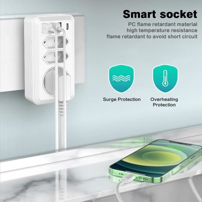Pro Elec : Multiprise 2 Voies + 2 Ports USB, Petite Taille Mais Costaude