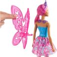 Barbie Dreamtopia poupee fee aux cheveux roses, avec ailes et diademe, jouet pour enfant, GJJ99-3