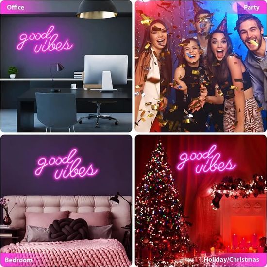 Enseigne Néon LED Personnalisable - Décoration Murale Pour Chambre, Salon, Bar - Cadeau Anniversaire, Mariage - Plusieurs Tailles (12.7 à 60.96 Cm)