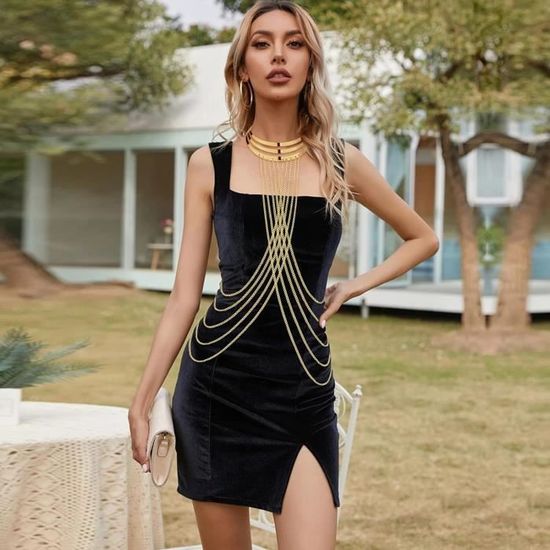 Chaînes De Poitrine Pour Femmes Chaîne De Corps En Strass Chaîne De Soutien- Gorge Bikini Bijou - Or