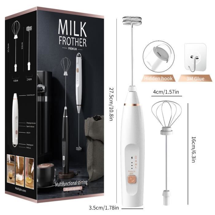 Mousseur à lait , Mini mousseur à lait électrique USB rechargeable à 3  vitesses réglable avec 2 têtes de mélange différentes - Cdiscount  Electroménager