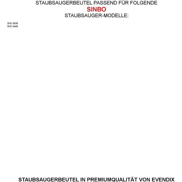 Lot De 10 Sacs D'Aspirateur Compatibles Avec Sinbo Svc-3438 - 10