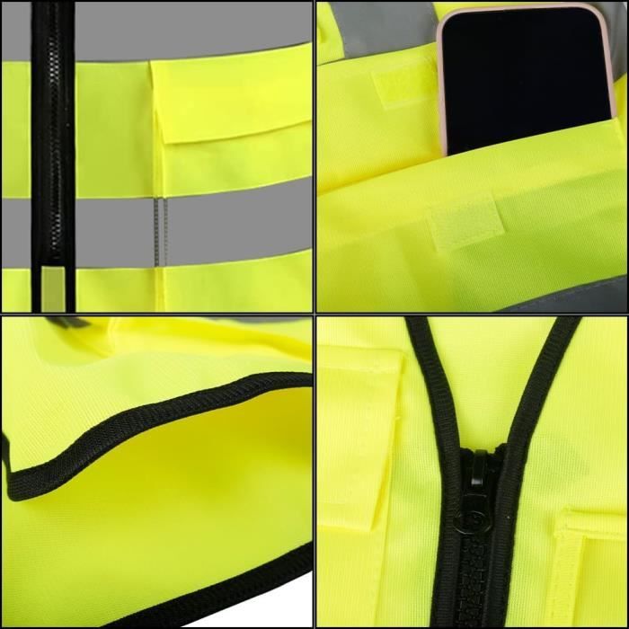 Gilet De Sécurité Haute Visibilité à Fermeture éclair - Taille 60 Cm (environ) - Neuf Générique