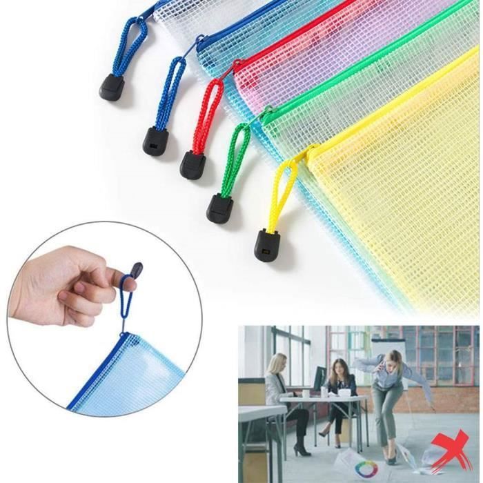 Pochette Zippée, 5 Pcs Pvc Zipper Pochette, Document Dossier Pochette Pvc Zip, Pochette À