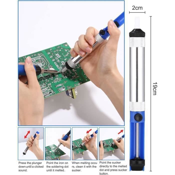 Kit Fer à Souder 90 W - Température Réglable 180-480°C, 5 Pointes, LED
