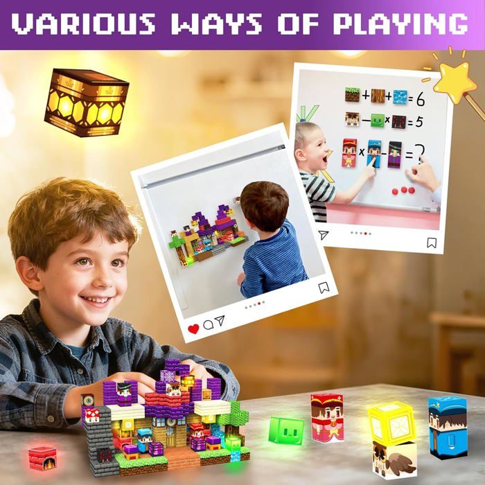 Blocs De Construction Magnétiques 150 Pièces - Jouets Minecraft Aimantés Pour Enfants 3 à 8 Ans