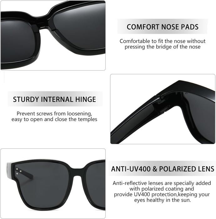 Surlunettes De Soleil Polarisées FEISEDY - Pour Porteurs De Lunettes - UV400