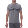 Tee Shirt Homme - Hungaria - Legend V Neck - Gris - Manches courtes - Logo Écritures Surpiquées Bleu marine-0