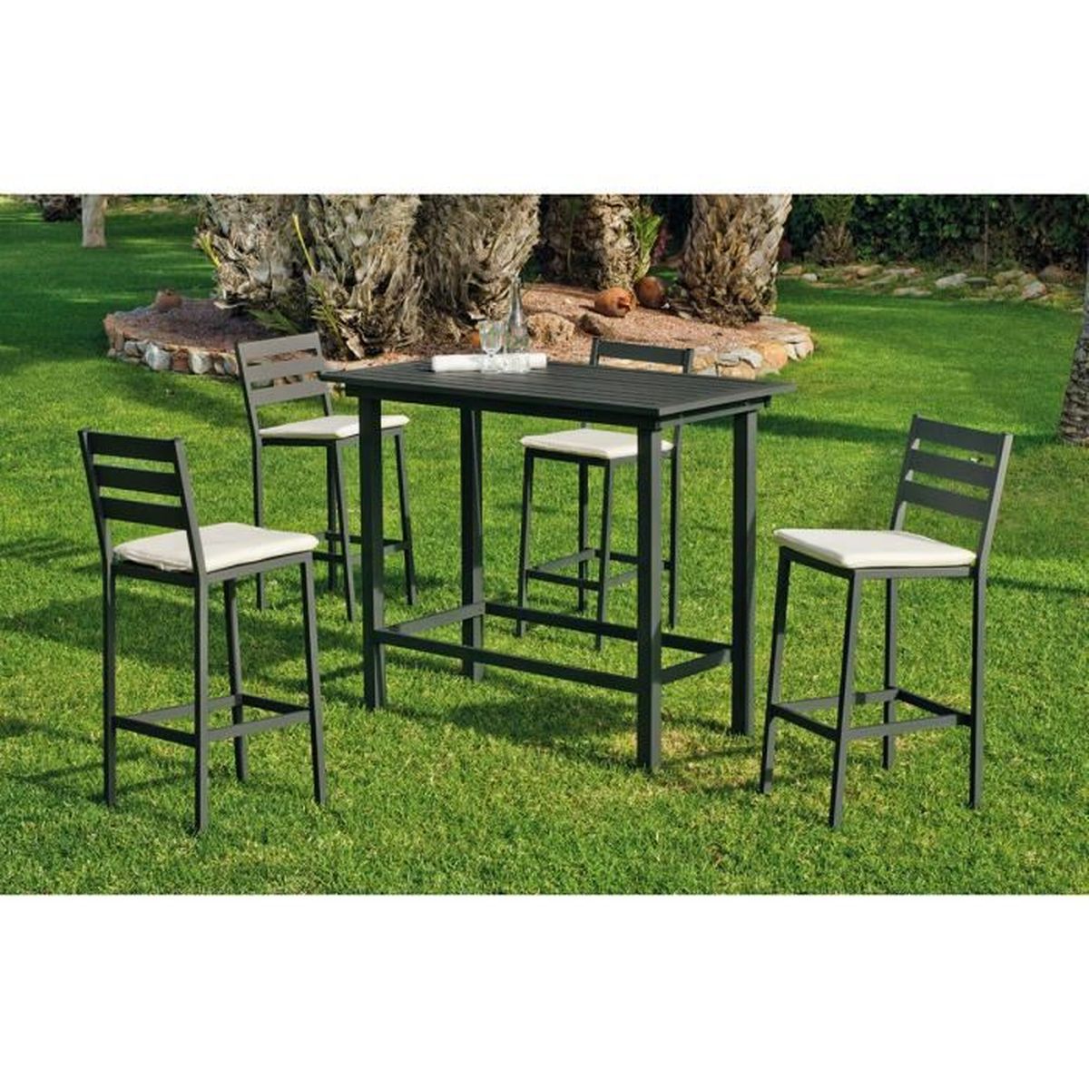 Ensemble De Jardin Galicia 1 Table Bar 4 Chaises Hautes