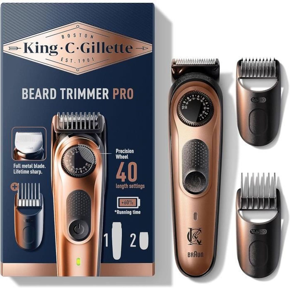 Tondeuse A Barbe Electrique Homme King C. Gillette PRO Avec Molette De Précision Pour 40