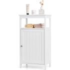 COSTWAY Armoire de Rangement de Salle de Bain, Meuble de Rangement avec Étagère Ouverte et Placard à Porte, 45 x 30 x 84 cm, Blanc