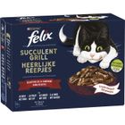 FELIX Succulent Grill au Bœuf, au Poulet au Canard et à la Dinde en Sauce - 12 x 80 g - Pochons pour chats adultes