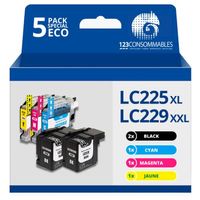 Cartouches d'encre compatibles LC-229XL/225XL - 123CONSOMMABLES - Pack de 5 - Qualité supérieure