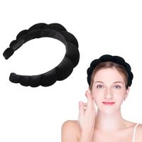 Cerceaux de cheveux, femmes Spa bandeau éponge et éponge cheveux avec lavage du visage maquillage cerceaux de tête (noir)