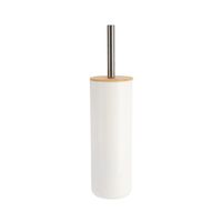 TENDANCE - Brosse WC avec support Blanc et couvercle en Bambou Blanc/Bambou
