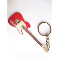 Porte-clés en metal en forme de guitare style telecaster rouge