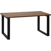 Table basse rectangulaire style industriel dim. 100L x 60l x 50H cm métal noir MDF aspect bois de noyer 100x60x50cm Marron