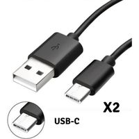 [Compatible Samsung Galaxy S8 - S8 PLUS - S9 - S9 PLUS] Lot 2 Cables Type USB-C Chargeur Noir Port Micro USB 1 Metre [Phonillico®]