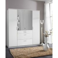 Armoire de chambre AACHEN - Contemporain - Décor blanc - L 180 cm - 4 portes et 4 tiroirs