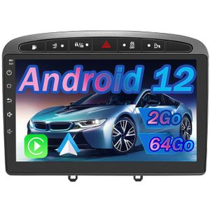 AUTORADIO Junsun Autoradio Android 12 2Go+64Go pour Peugeot 