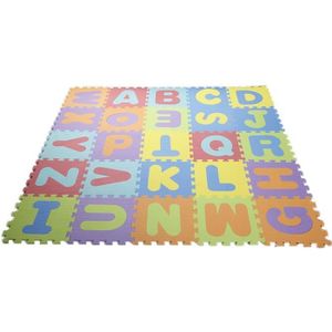TAPIS ÉVEIL - AIRE BÉBÉ Shma -Tapis Puzzle en mousse 36 Pièces 32x32x0.9cm( 26pcs alphabet avec 10pcs chiffires) pour enfant/bébé