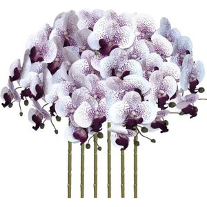 FLEUR ARTIFICIELLE Lot De 6 Fleurs D'Orchidée Artificielles Phalaenopsis De 81,3 Cm Pour Décoration D'Intérieur (Noyau Violet)[u1375]