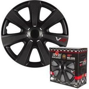 Lot De 4 Enjoliveurs Fast Noir 14 Pouces – Design Sportif, ABS Incassable, Fixation Facile Sans Outil