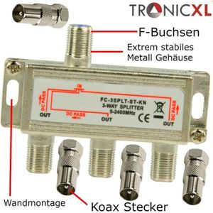 4 Voies 4 canaux Satellite//antenne//C/âble R/épartiteur TV Splitter 5-2400MHz F Type SP-04 Zinc moul/é sous Pression