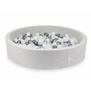 PISCINE À BALLES Mimii - Piscine À Balles (gris clair) 130X30cm-600 Balles (transparent, graphite métallique, irisé)