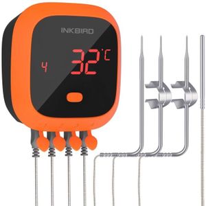 BARBECUE Thermomètre Cuisine Étanche, Bluetooth Thermometre Barbecue,Thermometre Cuisson Viande Rechargeable Magnétique IBT-4XC INKBIRD