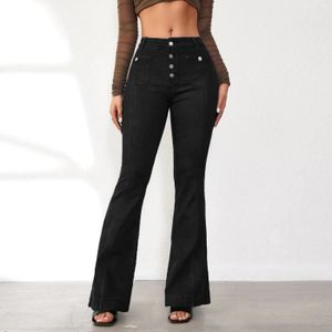 JEANS Pantalons jeans Femmes slim-fit Taille haute Denim Patchwork Noir