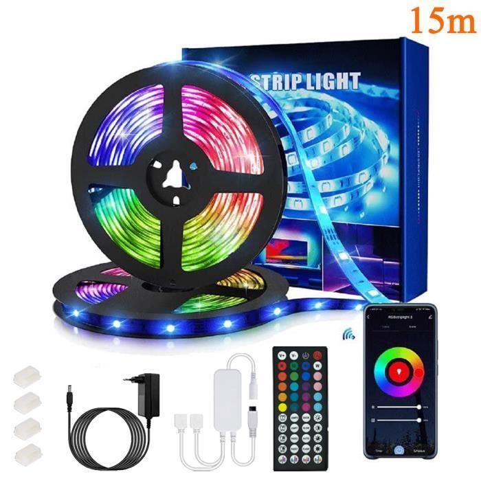 Ruban LED 15M(7.5M*2) Bande LED RGB Bande Lumineuse Flexible Multicolore  avec Télécommande à 40 Touches, Synchroniser avec la Musique, pour Fête  Décor pour la Maison Chambre Bar : : Luminaires et Éclairage